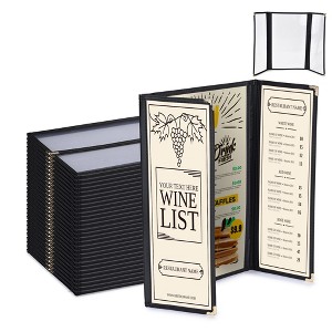 WeChef 30 Pcs Restaurant Menu Covers Gate-view Fold 1 Page 2 View 8.5x14" & 2 Page 4 View 4.25x14" Wine List Bar Cafe - 1 of 4