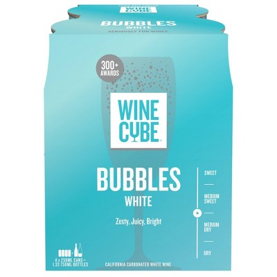 Bubbles Sparkling White Wine - 4pk/250ml Cans - Wine Cube™