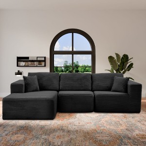 PexFix 104" Modular Sectional Sofa with L-Shape Chaise Modern Upholstered Cloud Couches with Throw Pillows for Living Room Bedroom Dark Gray - 1 of 4