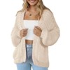 Coolmee Women's Open Front Chunky Knit Cardigan Loose Lantern Long Sleeve Oversized Sweater Coats with Pocket - 2 of 3