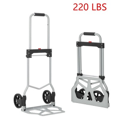 Aluminum Hand Truck Folding Dolly Cart 220 lbs Capacity with Telescoping Handle