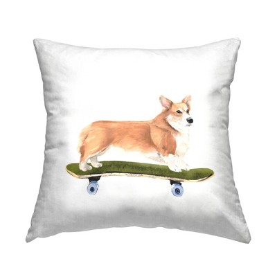 Stupell Industries Playful Corgi Pet Dog on Green Skateboard