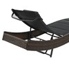 vidaXL Sun Lounger Poly Rattan and Textilene Brown - 4 of 4
