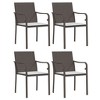 vidaXL Patio Dining Set Table and Chair with Cushions Poly Rattan and Steel - Brown 31.5" Table Length 4 Items - 4 of 4