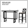 3-Piece Bar Height Dining Set with 2 Stool Counter Height Dining Set Breakfast Table Set Bistro Dining Set, Matt Black-ModernLuxe - 4 of 4