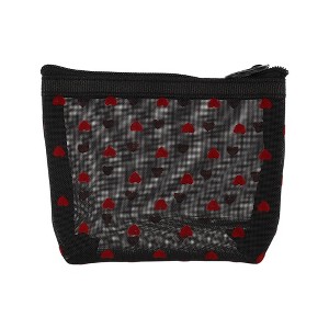Unique Bargains Women's Mesh Triangle Cosmetic Bag Black 1 Pc - 1 of 3