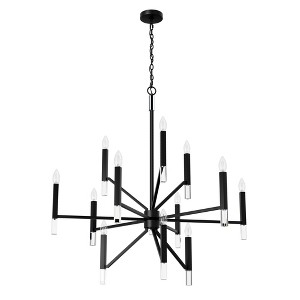 Hunter Fan Sunjai 12-Light Chandelier Ceiling Light Fixture Matte Black - 1 of 4