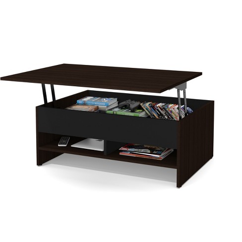 Space Lift Top Storage Coffee Table, Dark Brown Coffee Table With Storage