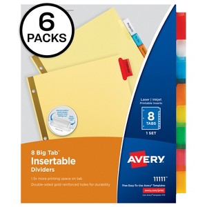 Avery 8-Tab Dividers, Insertable Multicolor Big Tabs, 6 Sets of 11111 - 1 of 4