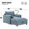 Single Chaise Lounge Sofa with Storage Ottoman, Sofa with Charging Port and Side Pockets, Chenille Fabric Sofa with Cushion-Coolbibila - 4 of 4