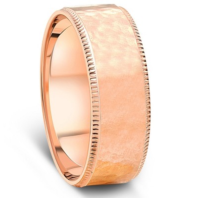Pompeii3 Hammered 14K Rose Gold 7mm Wedding Mens Band