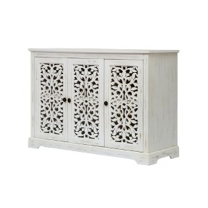 Angel Sar Antique Style Sideboard Cabinet, 3-Door Buffet Server with Carved Details, Vintage Storage Console for Dining Room & Hallway - 1 of 4