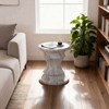 SEVOBAL Outdoor Cement End Table Small Round Garden Accent Table Drum Shape Side Table for Patio and Indoor Use, White, 18.7"*18.7"*21.06" - 2 of 4