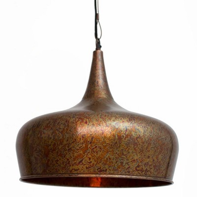 Kalalou NDP1023 Metal Pendant Lamp Tear Drop Shape with Antique Finish