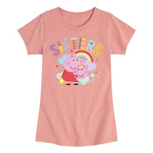 Girls' - Peppa Pig - Sisters Peppa And Baby Fitted Short Sleeve Graphic T-Shirt - 1 of 4