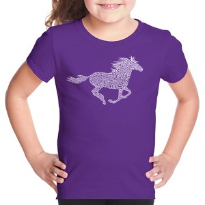 LA Pop Art Girl's Word Art T-shirt - Horse Breeds - 1 of 4