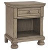 Signature Design by Ashley Lettner Nightstand Light Gray: Bedside Table with Shelving, Metal Glides, Wood Frame - 2 of 4