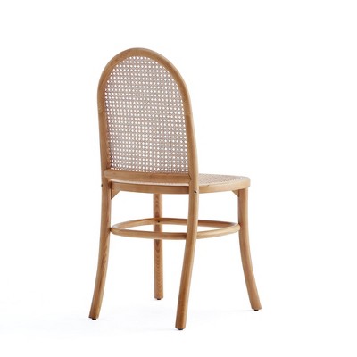 Elegant Natural Ash Wood and Cane Side Dining Chair, Set of 2