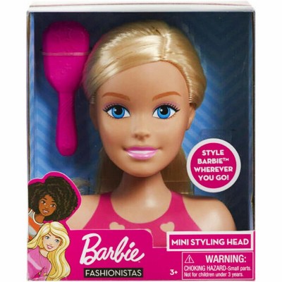 Just Play 2pc Barbie Doll Girls Mini Styling Head Pretend Play Dress Up Set,Blonde (JPMINSHDBAR1)
