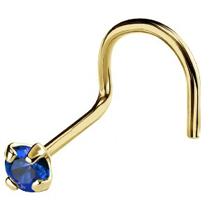 Jewelry Avalanche 22G 14K Gold Nose Screw Nose Stud with Blue Sapphire Gemstone - 1 of 2
