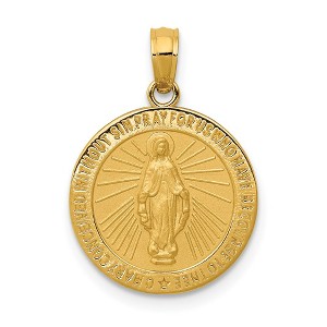 Black Bow Jewelry 14k Yellow Gold, Round Miraculous Medal Pendant - 1 of 4