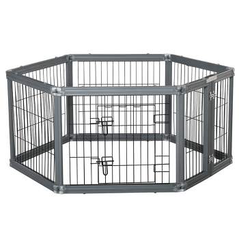 PawHut 24.5" Heavy Duty Pet Playpen, 6 Panels Dog Exercise Pen, Foldable Puppy Play Whelping Fence, with Door, Double Latches, Indoor & Outdoor