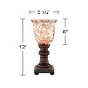 Regency Hill Traditional Uplight Accent Table Lamp 12" High Bronze Brown Mosaic Ivory Glass Shade for Bedroom Bedside Nightstand House Home Office - 4 of 4