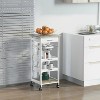 LunaLulinlk Mobile Kitchen Cart, Rolling Kitchen Island with Storage, Solid Wood Frame Utility Cart with Trays and Drawer, White - 3 of 4