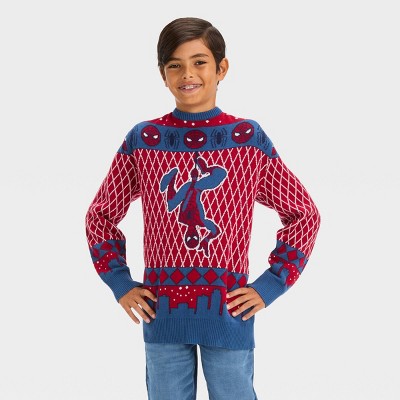 Boys' Marvel Spider-Man Holiday Pullover Sweater - Burgundy