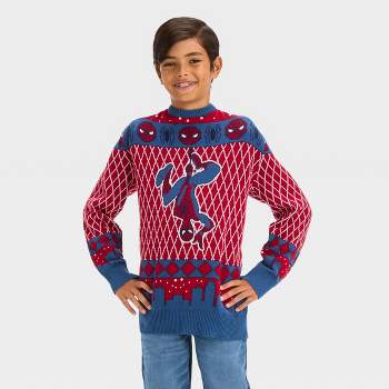 Boys' Marvel Spider-Man Holiday Pullover Sweater - Burgundy