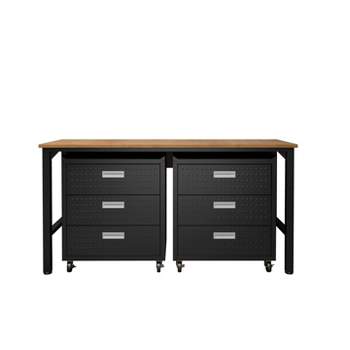 Manhattan Comfort Fortress 3pc Mobile Space Saving Garage Cabinet and Worktable Set 6.0