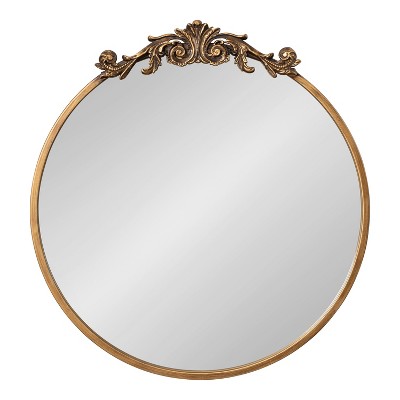 Arendahl 24" Round Gold Ornate Metal Vanity Mirror