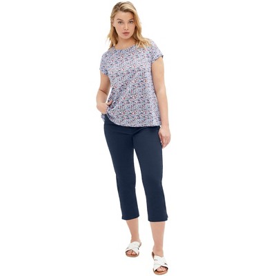 Ellos Women's Plus Size Stretch Slim Capris, 10 - Navy : Target