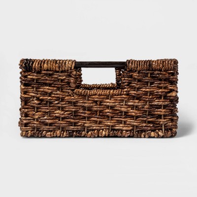 brown wicker storage baskets