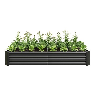 Lirago,70.87"L*35.83"W*11.81"H,Rectangle Galvanized Metal Raised Garden Bed - Large Outdoor Planter Box for Vegetables & Flowers, Black