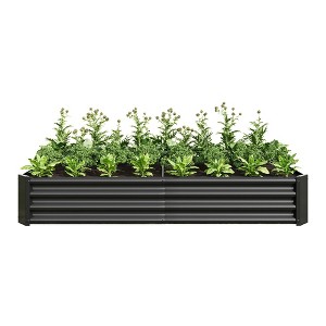 Lirago Rectangle Galvanized Metal Raised Garden Bed-Large Outdoor Planter Box for Vegetables and Flowers Black 70.87"Lx35.83"Wx11.81"H - 1 of 4