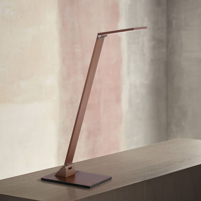Possini Euro Design Bentley Modern Desk Lamp 21" High French Bronze Aluminum Metal LED Touch On Off Adjustable Head for Bedroom Living Room Office, 2 of 9