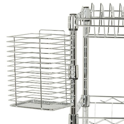 Brooklyn 19" Chrome Adjustable 2-Tier Dish Rack with Utensil Holder