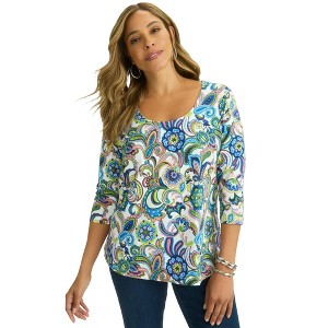 Jessica London Stretch Cotton Scoop Neck Tee - 1 of 4
