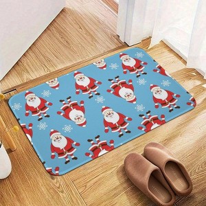Cartoon Santa Claus Bathroom Rugs Winter Bath Mat Absorbent Non Slip Bathroom Mat Christmas Soft Floor Carpet 16x20 Inches - 1 of 1