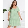 LXT- Women's Plus Size Square Neck Ruffle Sleeve Flowy Floral Summer Midi Dress with Pockets - 2 of 4