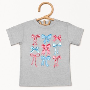 The Juniper Shop Patriotic Bows Stacked Coquette Toddler Short Sleeve Tee - 1 of 4