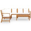 vidaXL 6-Piece Outdoor Lounge Set with Cushions - Stylish, Comfortable and Versatile Patio Furniture - Solid Acacia Wood Construction - Cream - 3 of 4