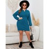 Women Plus Size V-neck Long Sleeve Knit Stretchable Elasticity Slim Sweater Bodycon Midi Pullover Sweater Dress - 4 of 4