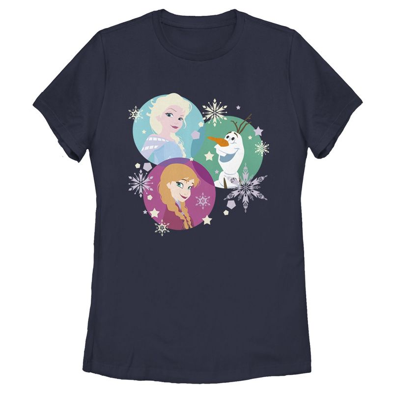 Women's Frozen Character Snowflakes T-Shirt, 1 of 6