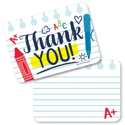 Big Dot Of Happiness Back To School - Shaped Thank You Cards - First ...