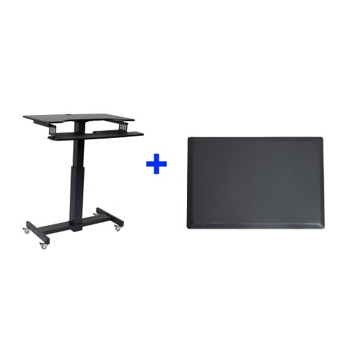 40 Mobile Standing Desk Riser With Medium Energizing Mat Black