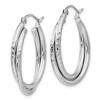 Black Bow Jewelry 5mm x 28mm 14k White Gold Diamond-Cut Double Oval Hoop Earrings - 2 of 4