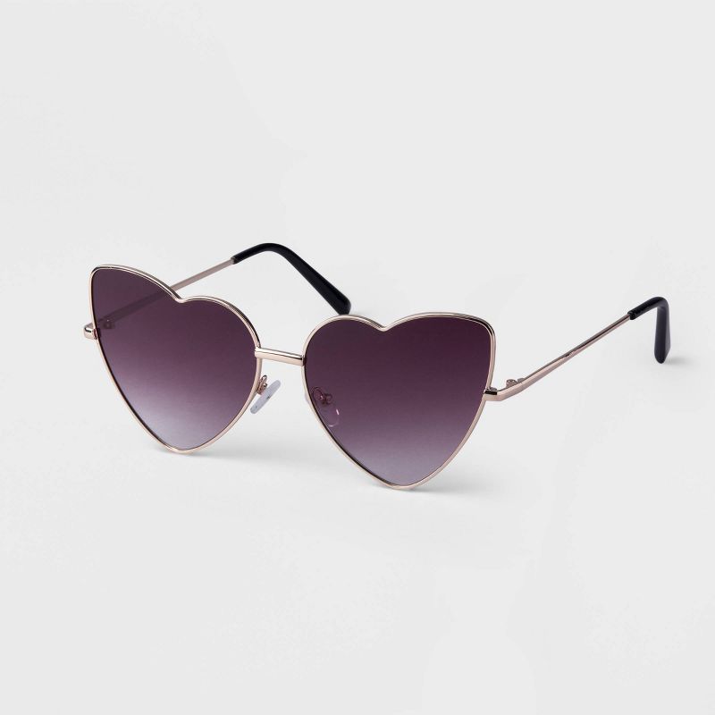 Women&#39;s Metal Heart Sunglasses - A New Day&#8482; Black, 2 of 5