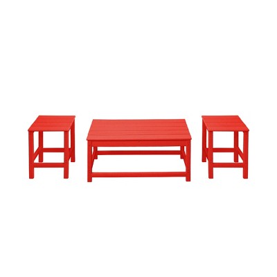 WestinTrends 3pc Outdoor Patio Adirondack Coffeet Table and Side Tables set